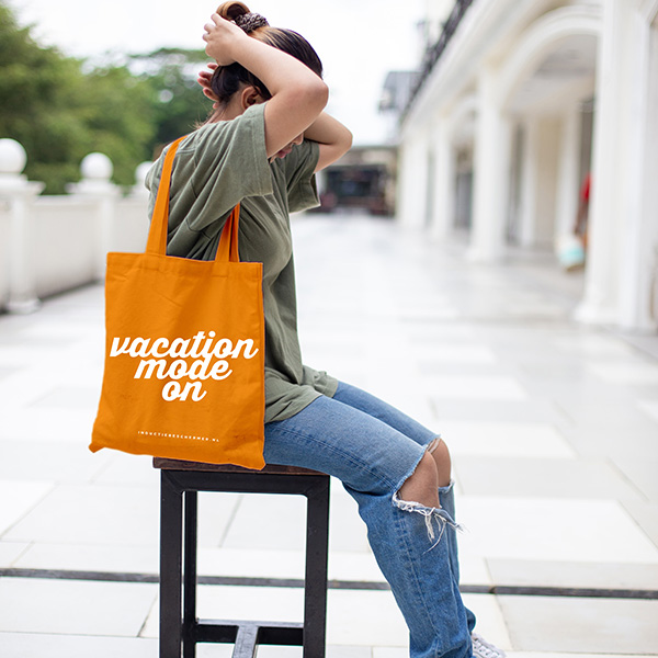Katoenen tas ‘Vacation Mode’ – Oranje - Afbeelding 3