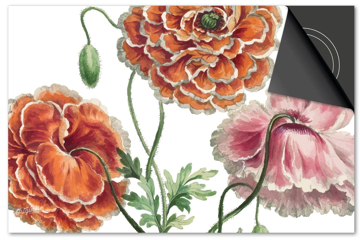 Inductiebeschermer Botanical – Roze bloemen - Afbeelding 2