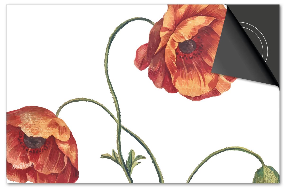 Inductiebeschermer Botanical – Klaproosjes op wit - Afbeelding 2