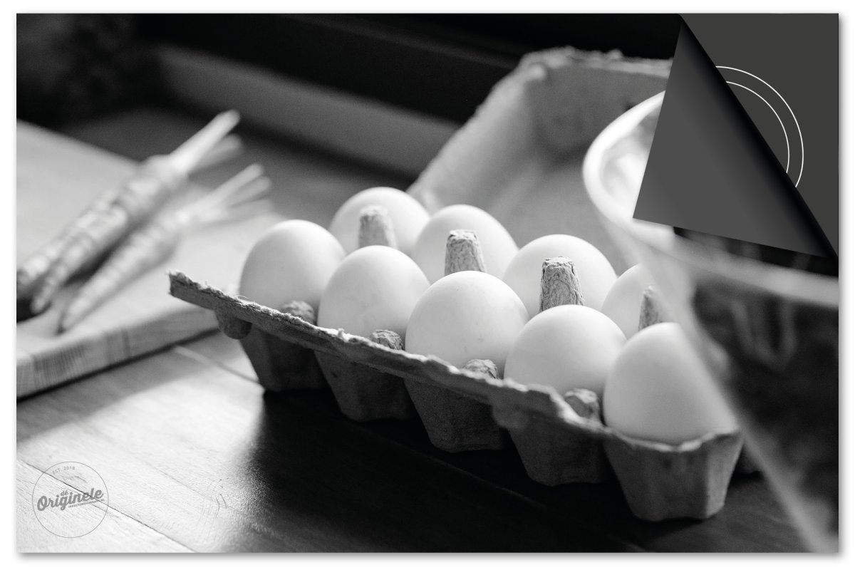 Inductiebeschermer Food – Eieren in doos zwart wit - Afbeelding 2
