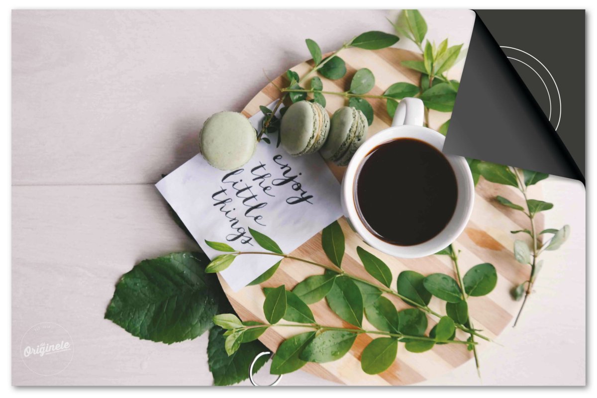 Inductiebeschermer Koffie en Chocola Macaron en Tekst - Afbeelding 2
